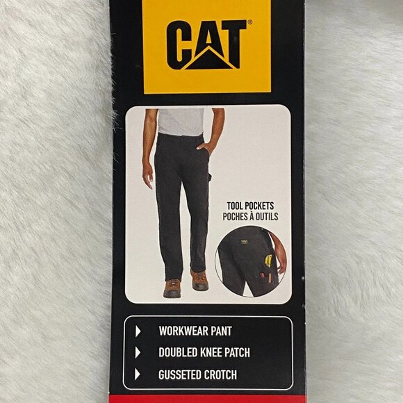 Caterpillar CAT Carpenter Work Pants Mens 40 x 34 Black Tool Pockets Double Knee - Picture 7 of 15